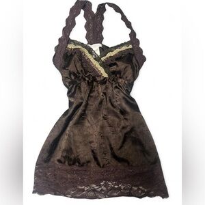 Charlotte Russe Dark Brown Lace Trim Cami